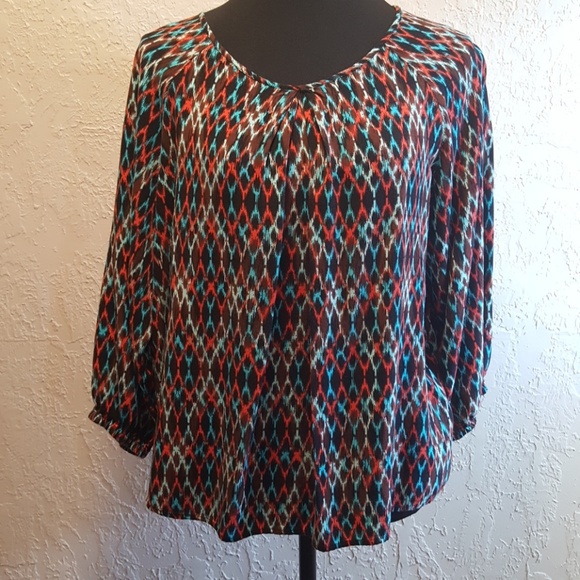 Ariat Tops - Ariat Brown Turquoise and Coral top Size Large